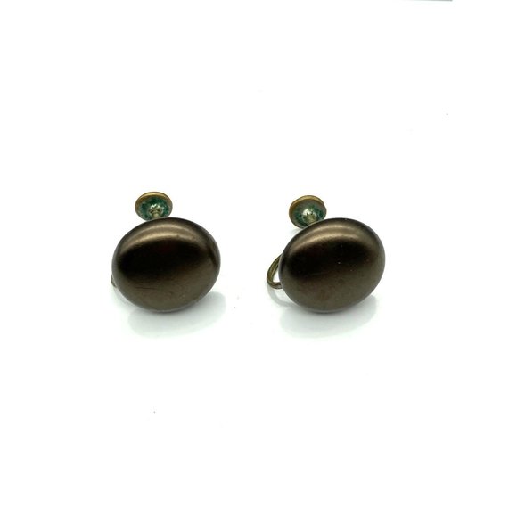 Vintage Bronze Pearl Earrings, Classic and Timeless Jewelry, Rich Chocolate Brow - Picture 4 of 6
